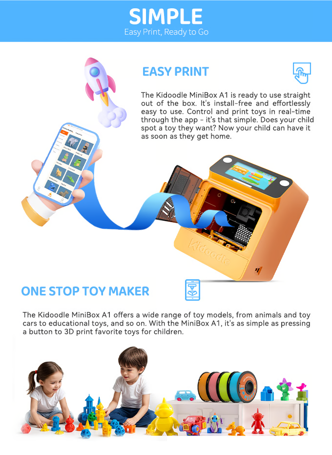 [For Email] Kidoodle MiniBox A1: 3D Printer for Kids, Unleash Creativity with Kidoodle, 600mm/s High Speed, AutoLiv/Design Safe for Kids/5" Touch Screen, Wi-Fi/App Control, Easy to Install at Home/School (Copy)