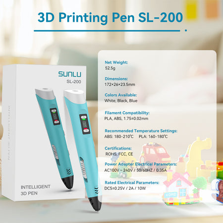 Best Christmas Gift 3D Pen 3D Printing Pen SL-200, Perfect Gift for Kids, Suitable for Children Aged 5 and Above