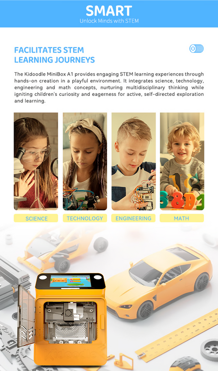 [For Email] Kidoodle MiniBox A1: 3D Printer for Kids, Unleash Creativity with Kidoodle, 600mm/s High Speed, AutoLiv/Design Safe for Kids/5" Touch Screen, Wi-Fi/App Control, Easy to Install at Home/School (Copy)