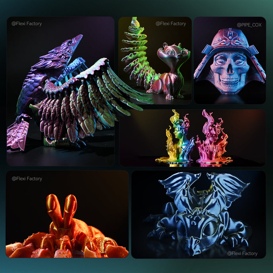 [MOQ: 3KG] Multi-Color SILK Filament(Dual-color, Tri-color and Four-color) 3D Printer Filament 1KG