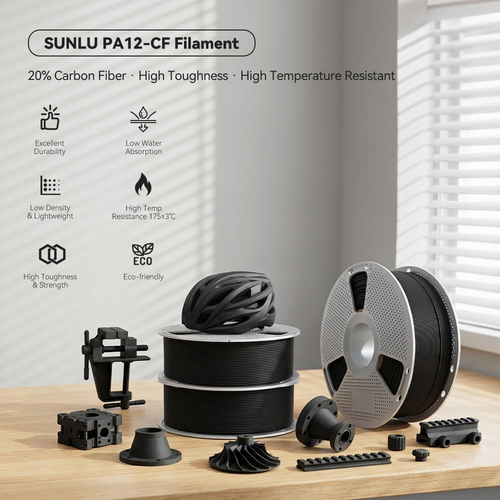 [🎃 15%off Flash Sale] SUNLU Nylon-12 Carbon Fiber (PA12-CF) 3D Printer Filament 1KG