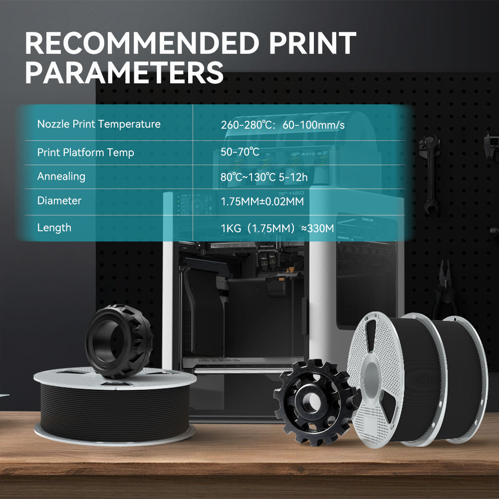 Nylon-12 Carbon Fiber (PA12-CF) 3D Printer Filament 1KG