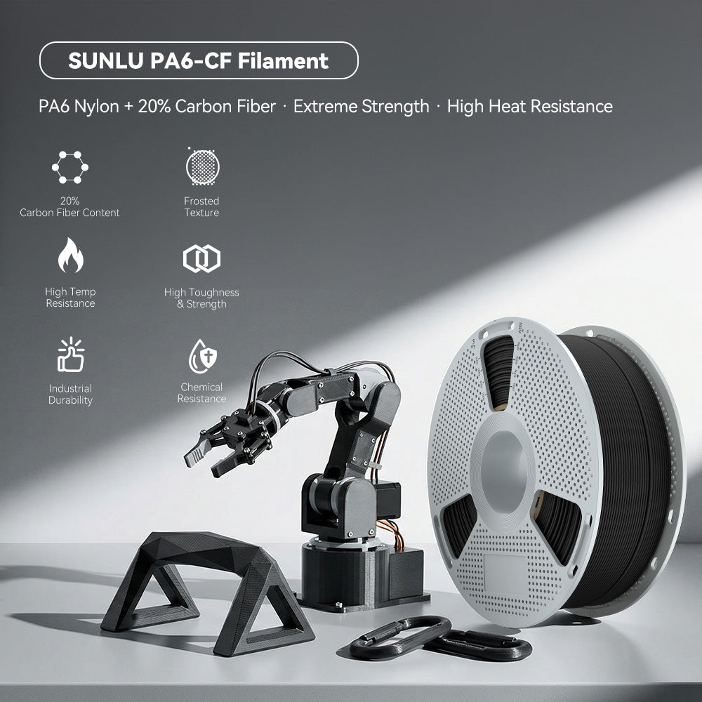 [🎃 15%off Flash Sale] SUNLU Nylon-6 Carbon Fiber (PA6-CF) 3D Printer Filament 1KG