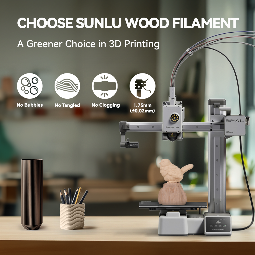 [MOQ: 3KG] Optimized Wood PLA 3D Printer Filament 1KG, Optimized and Upgraded Wood Texture