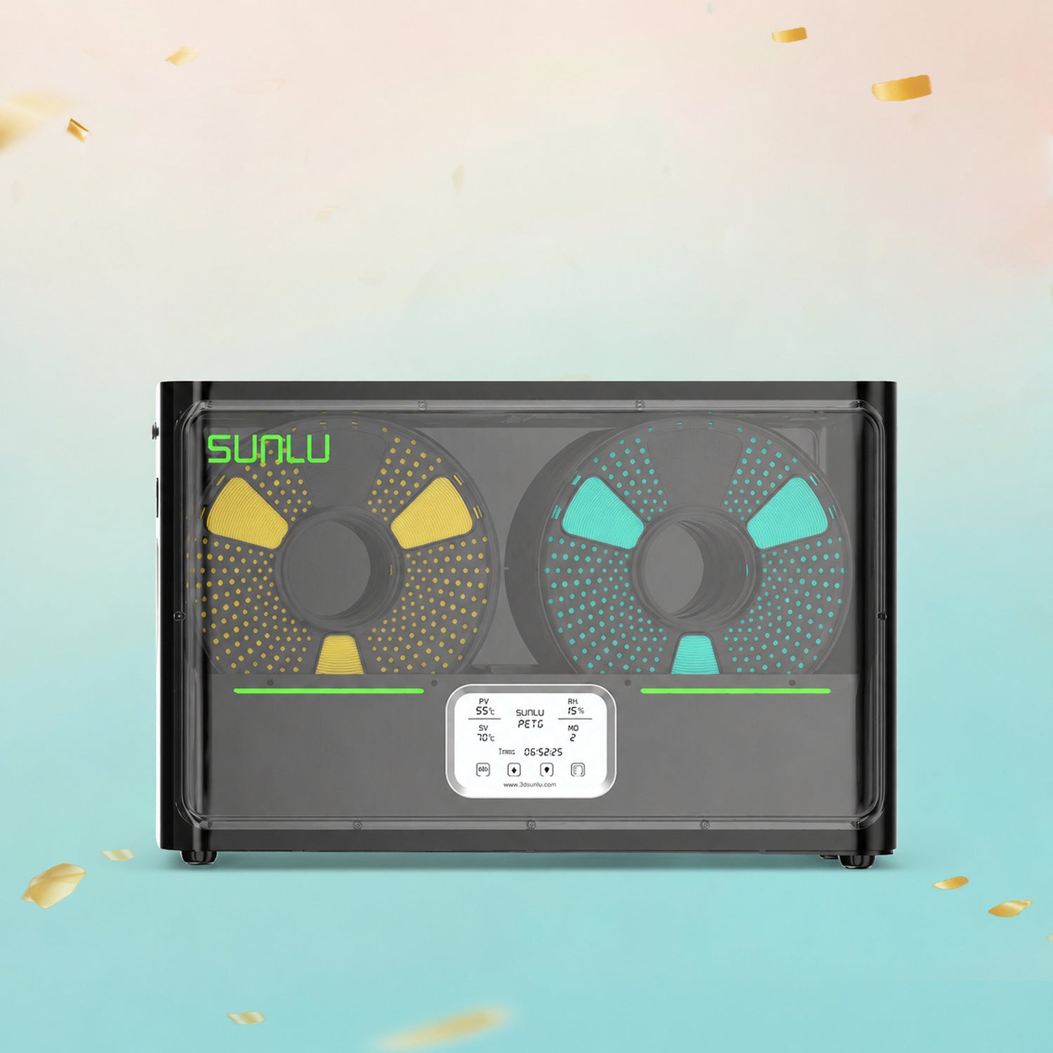 Affordable 3D Printing Filaments and Resins SUNLU FilaDryer S4, Temperature Balance and High Efficiency, the First Dryer for 4 Spools Capacity