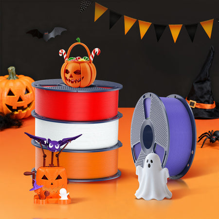 SUNLU Halloween Filament Combo - 4 Colors & Materials Mix & Match (White / Purple / Red / Orange)