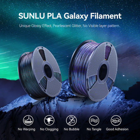 SUNLU PLA Galaxy 1KG, Color-Shifting PLA Esthenic Filament, Sparkling Ultrafine Pearlescent Powder
