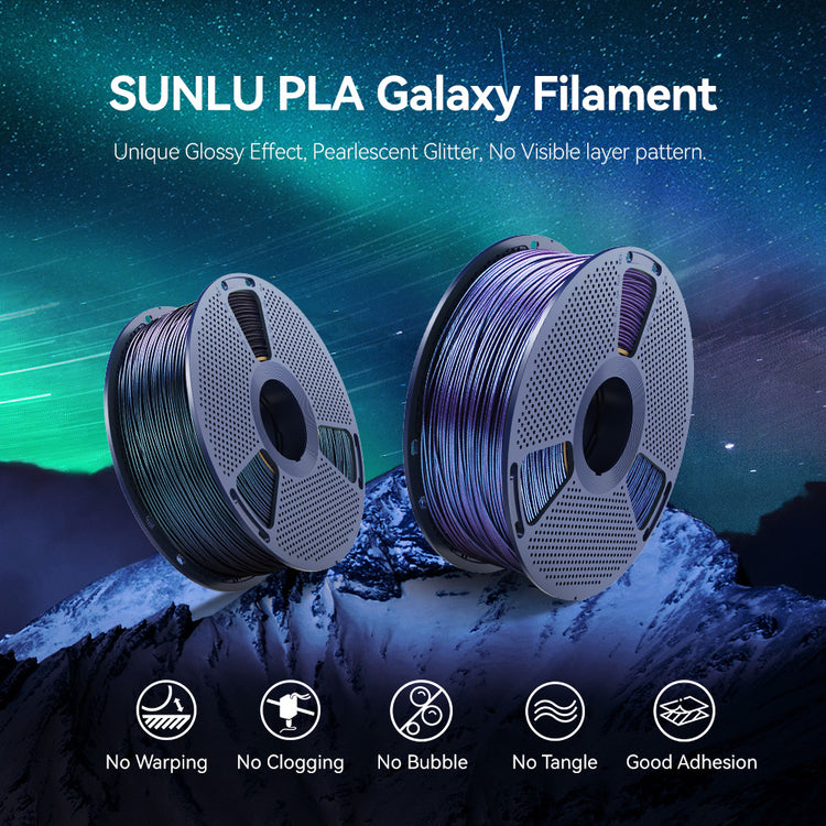 SUNLU PLA Galaxy 1KG, Color-Shifting PLA Esthenic Filament, Sparkling Ultrafine Pearlescent Powder