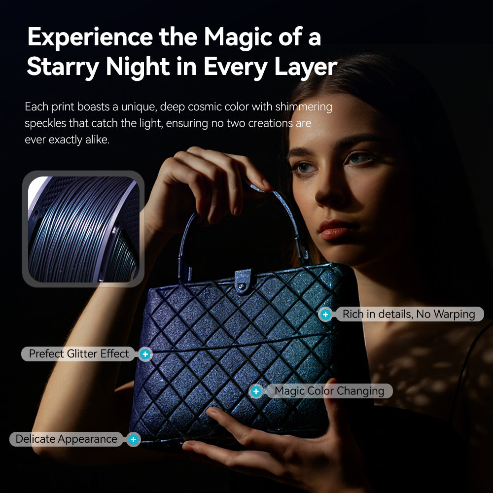 SUNLU PLA Galaxy 1KG, Color-Shifting PLA Esthenic Filament, Sparkling Ultrafine Pearlescent Powder