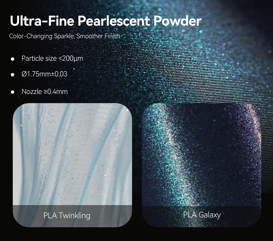 SUNLU PLA Galaxy 1KG, Color-Shifting PLA Esthenic Filament, Sparkling Ultrafine Pearlescent Powder