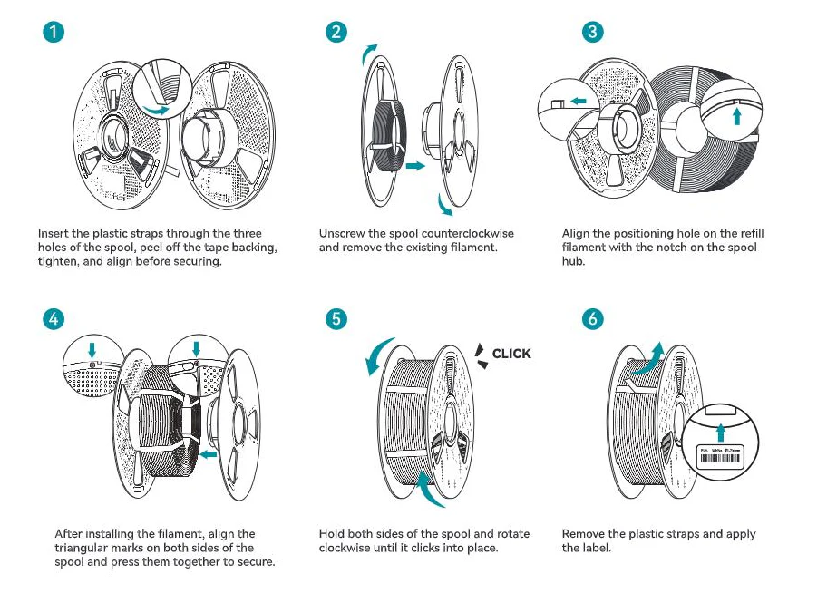 [Refill Freely, No Spool Waste] SUNLU Refill Filament 1KG, PLA, PLA+, PLA+2.0, PETG Filament, Compatible with 2025 SUNLU 3rd-Generation Reusable Spool and Bambu Reusable Spool