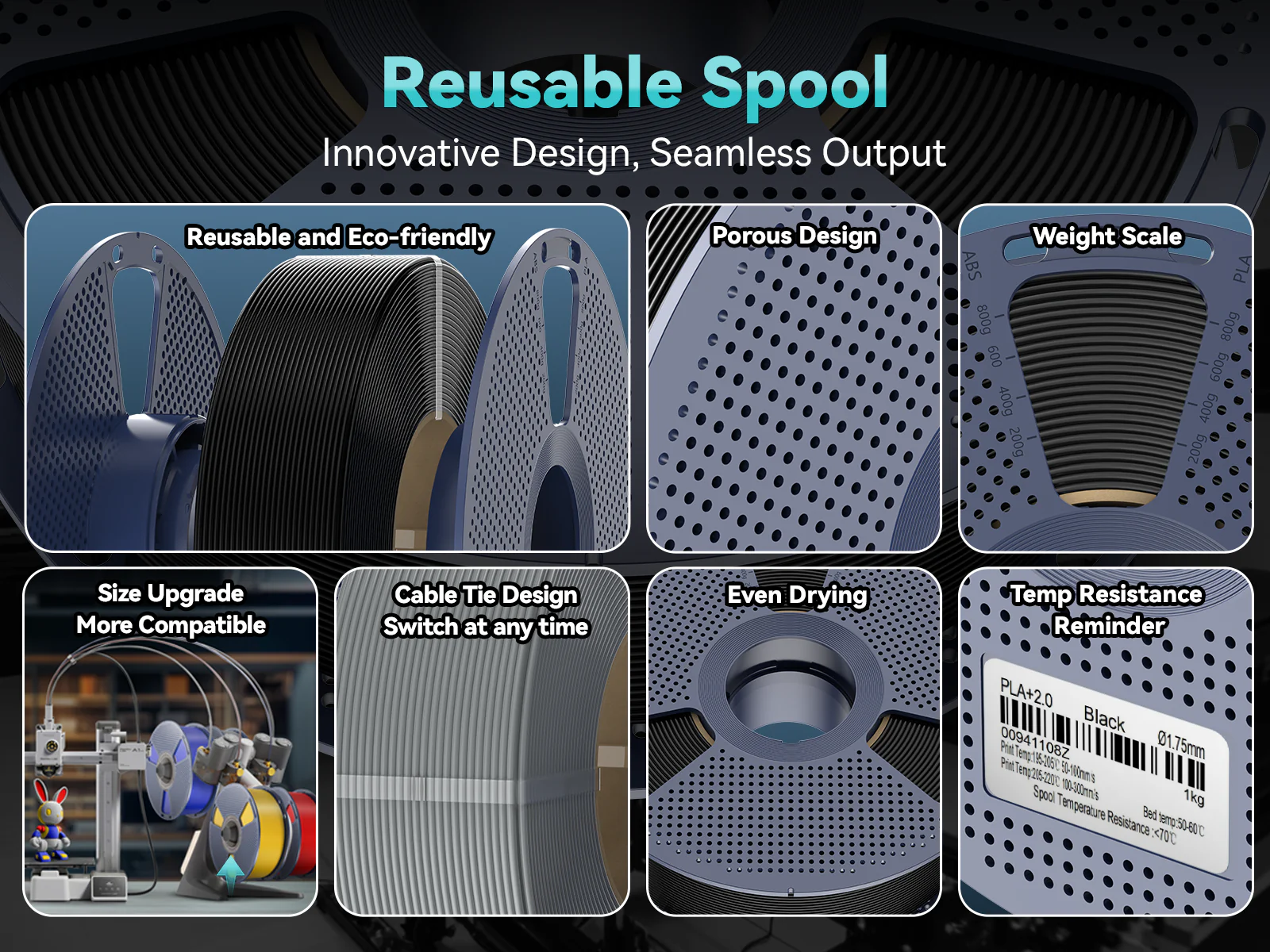 [Refill Freely, No Spool Waste] SUNLU Refill Filament 1KG, PLA, PLA+, PLA+2.0, PETG Filament, Compatible with 2025 SUNLU 3rd-Generation Reusable Spool and Bambu Reusable Spool