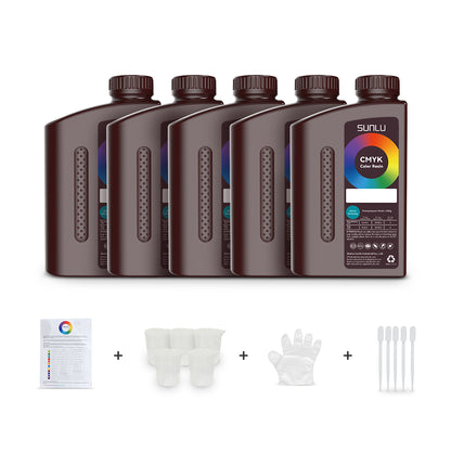 SUNLU CMYK+W Color Mixing Resin 1000g*5 Bottles Kit