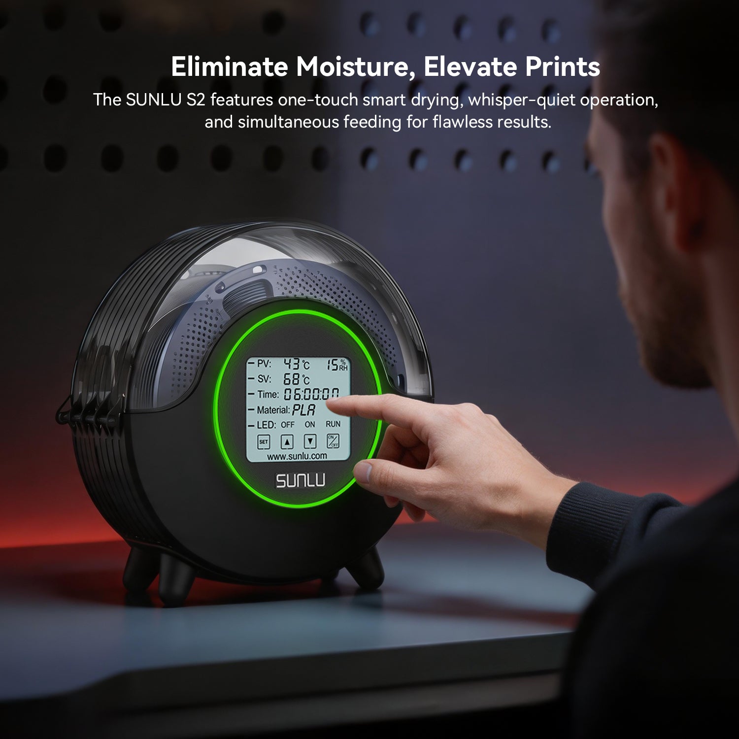 SUNLU S2 Dryer Filament with 360° Heating function