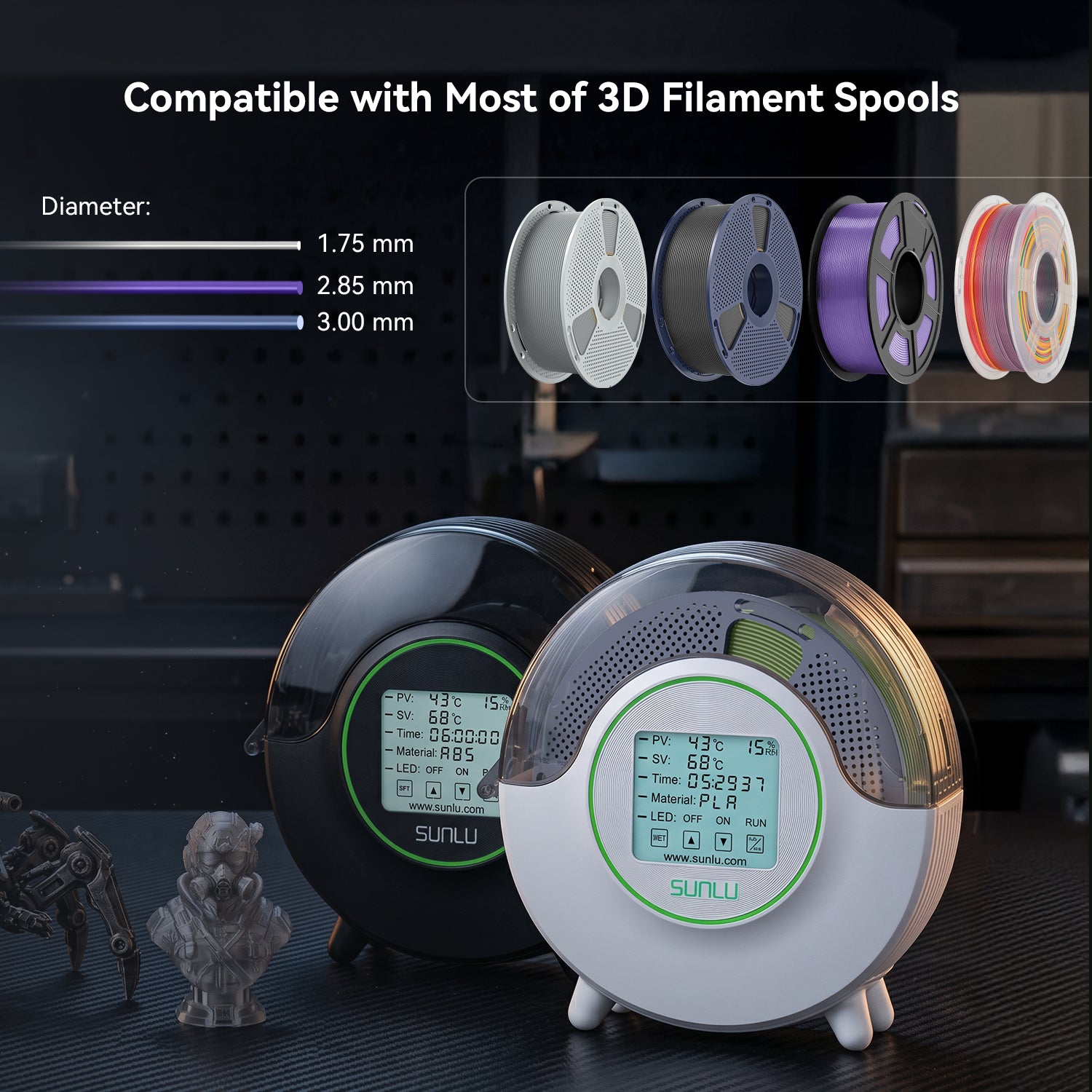 SUNLU S2 Dryer Filament with 360° Heating function