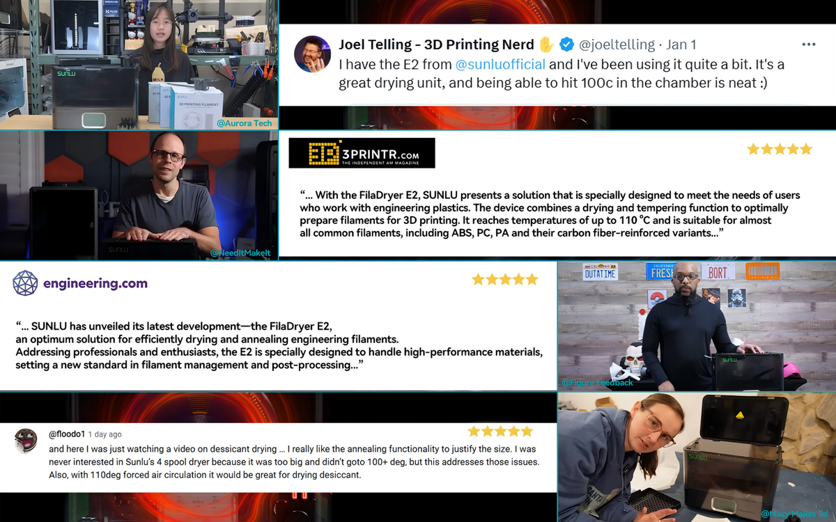 [Pre Order] SUNLU FilaDryer E2, Up to 110℃, 2-IN-1 Filament Drying and Annealing, Born for Engineering Materials