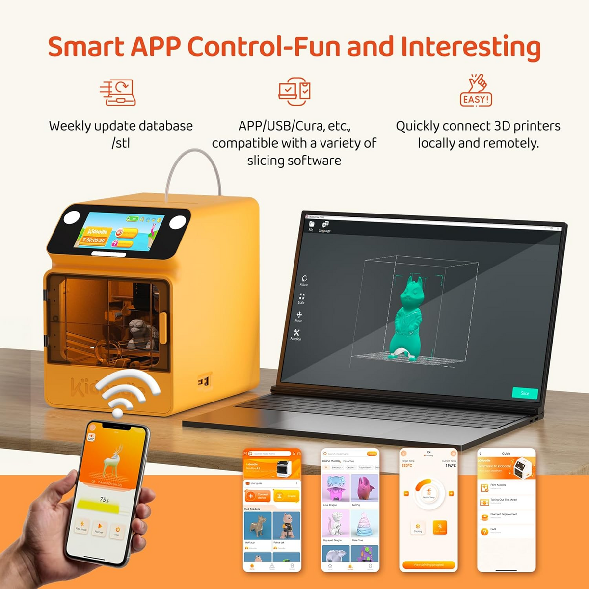 [For Email] Kidoodle MiniBox A1: 3D Printer for Kids, Unleash Creativity with Kidoodle, 600mm/s High Speed, AutoLiv/Design Safe for Kids/5" Touch Screen, Wi-Fi/App Control, Easy to Install at Home/School (Copy)