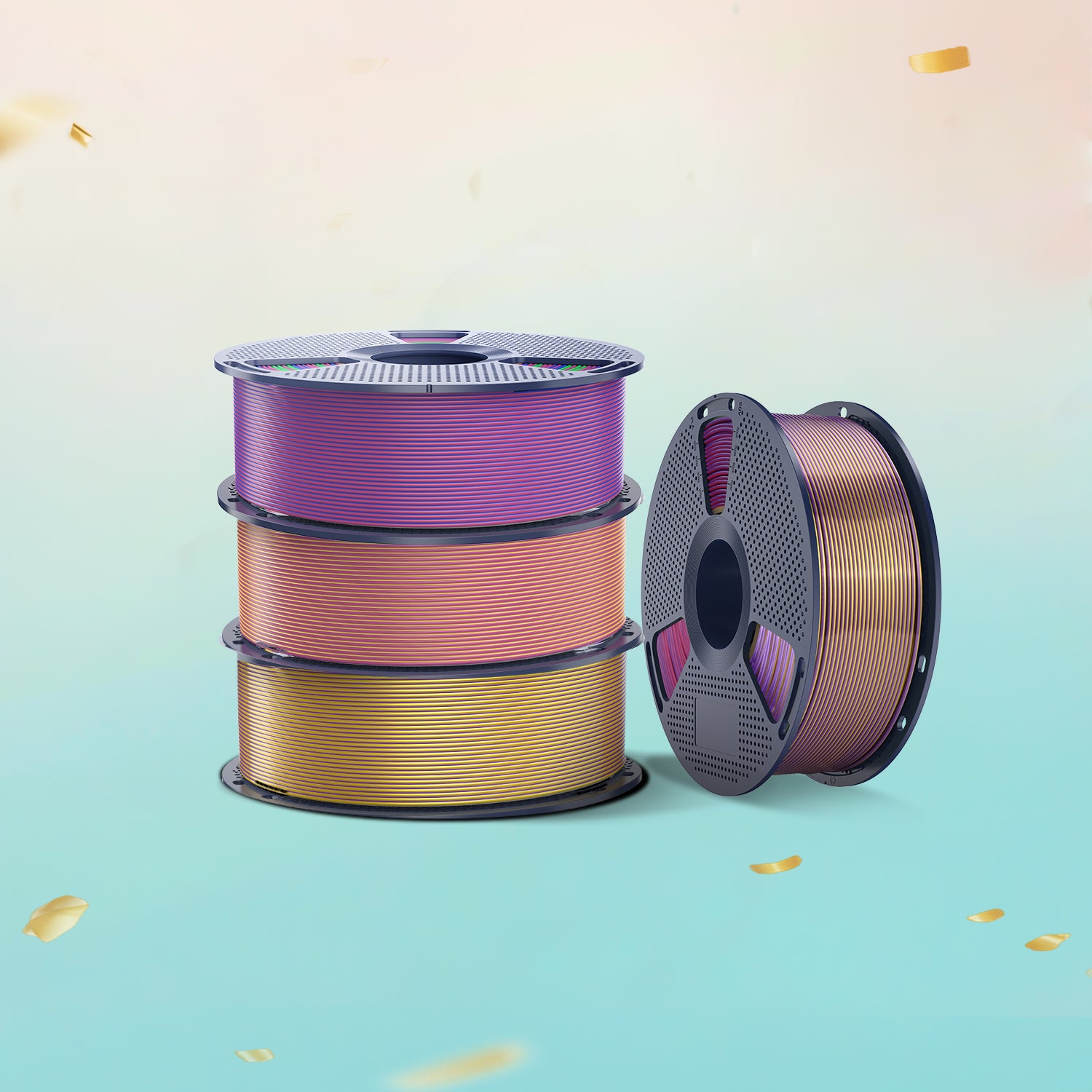 [MOQ: 3KG] Multi-Color SILK Filament(Dual-color, Tri-color and Four-color) 3D Printer Filament 1KG