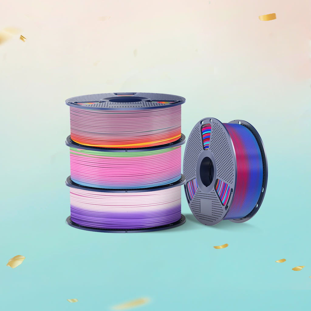 [MOQ: 3KG] PLA, SILK, PETG Rainbow Filament 3D Printer Filament 1KG by Sunlu