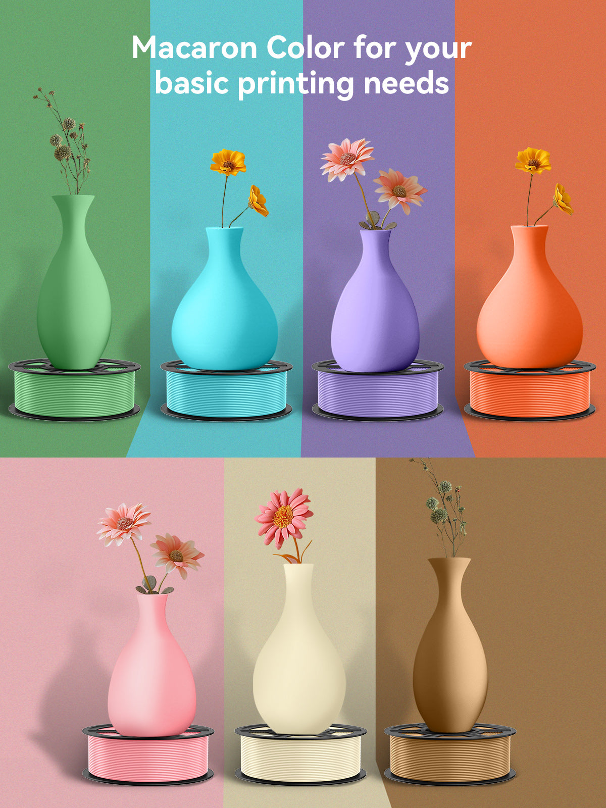 [Bigger Size, Longer Use, No Waste] 3KG Large Spool PLA Series 3D Printer Filament Collection