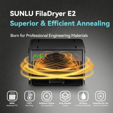 [Pre Order] SUNLU FilaDryer E2, Up to 110℃, 2-IN-1 Filament Drying and Annealing, Born for Engineering Materials
