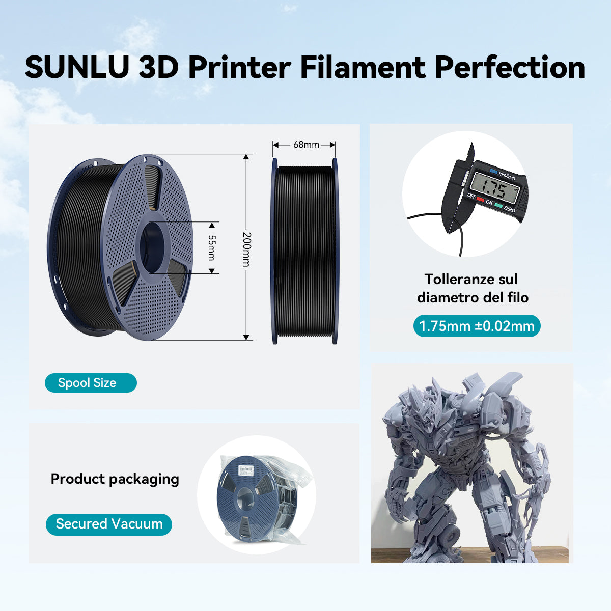 [Disponible en México] PLA+, Filamento para impresora 3D SUNLU PLA+(PLA Plus) 1kg